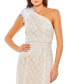 Women's Lace Embellished Feathered One Shoulder Gown