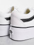 Vans Old Skool Stackform Platform trainers in white leather with black side stripe