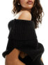 Фото #5 товара NA-KD x Claire Rose knitted off the shoulder top in black