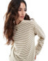 Фото #1 товара Vila stripe long sleeve t-shirt in olive stripe