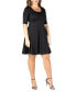Фото #3 товара Women's Plus Size Fit and Flare Elbow Sleeves Dress