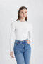 Kadın Uzun Kollu T-shirt Beyaz C2895AX/ER105