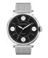 ფოტო #1 პროდუქტის Black Dial with Silver Tone Steel and Silver Tone Steel Mesh Watch 44 mm