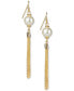 Gold-Tone Imitation Pearl Tassel Earrings