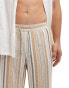 Фото #5 товара ASOS DESIGN wide beach trouser in brown heavy weight textured stripe with elasticated waist