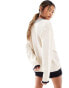 NA-KD oversized v-neck contrast sweater in cream