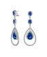 ფოტო #1 პროდუქტის Art Deco Style Wedding Simulated Blue Sapphire AAA Cubic Zirconia Double Halo Large Teardrop CZ Statement Dangle Chandelier Earrings For Women Bridal Party Silver Plated