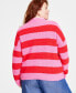 Фото #4 товара Plus Size Crewneck Striped Shaker Sweater, Created for Macy's