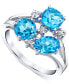 ფოტო #1 პროდუქტის Blue Topaz (3-1/6 ct. t.w.) & Diamond (1/10 ct. t.w.) Openwork Statement Ring in 14k White Gold