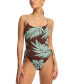 Фото #1 товара Juniors' Printed Palm Cruz Side-Tie One-Piece Swimsuit