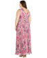 ფოტო #2 პროდუქტის Plus Size Metallic Crinkle-Pleat Floral Dress