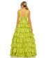 Фото #1 товара Women's Ruffle Tiered Pleated Sleeveless V Neck Gown