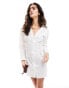 Miss Selfridge poplin lace up mini shirt dress in white 36 - фото #2