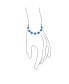 Фото #2 товара Protection Good Luck Amulet Turkish Translucent Glass Bead Evil Eye Bracelet For Women Sterling Silver Blue 7.5 Inch