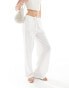 Фото #4 товара ASOS DESIGN Tall wide leg pull on trouser with linen in white