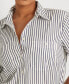 Фото #3 товара Plus Size Stripe Roll Tab Button-Down Shirt