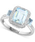 ფოტო #1 პროდუქტის EFFY® Aquamarine (2-1/5 ct. t.w.), Sky Blue Topaz (1/5 ct. t.w.) & Diamond (1/5 ct. t.w.) Halo Statement Ring in 14k White Gold