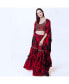 ფოტო #1 პროდუქტის Women's Black and Red Hand Tie Dye Palazzo Pantsuit with Hand Embroidered Blouse and Jacket