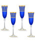 Cobalt Blue Champagne Flutes with Gold-Tone Rings, Set of 4