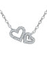 Фото #1 товара Giani Bernini cubic Zirconia Double Heart Pendant Necklace, 16" + 2" extender, Created for Macy's