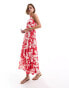 Фото #1 товара ASOS DESIGN button down linen midi dress with full skirt abstract print