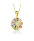 Фото #3 товара Sterling Silver Round and Baguette Colored Cubic Zirconia Wreath Pendant Necklace