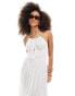 Esmee tie front cut out tiered maxi strappy beach dress in white