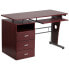 Фото #1 товара Mahogany Desk With Three Drawer Pedestal And Pull-Out Keyboard Tray