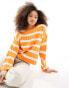 JDY knitted jumper in orange stripe