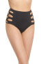 Isabella Rose 174928 Womens High Waist Bikini Bottom Swimwear Black Size Medium