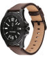 Men's Quartz Dark Brown Leather Strap Watch 46mm