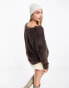 Urban Revivo fluffy oversized jumper in chocolate brown