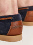 ASOS DESIGN boat shoes in navy suede with natural sole