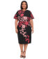 ფოტო #1 პროდუქტის Plus Size Printed Short-Sleeve Midi Dress