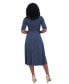 ფოტო #2 პროდუქტის Petite Pleated V-Neck Tie-Waist Dress