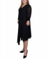 Фото #3 товара Plus Size 3/4 Sleeve Belted Chiffon Handkerchief Hem Dress