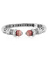 ფოტო #1 პროდუქტის Sterling Silver Rhodochrosite Gemstone Hinged Cuff Bracelet Size Medium