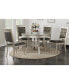 Фото #3 товара Round Dining Table Silver / Grey Finish Rubber wood Frame Center Glass Top Dinette Table