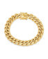 Men's 18k gold Plated Stainless Steel Miami Cuban Chain Link Style Bracelet with 12mm Box Clasp Bracelet