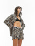 Фото #1 товара Topshop leopard print piped shirt and short pyjama set in multi