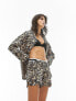 Topshop leopard print piped shirt and short pyjama set in multi