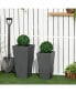 Фото #1 товара 2-Pack Outdoor Planter Set, MgO Flower Pots with Drainage Holes, Durable & Stackable, for Entryway, Patio, Yard, Garden, Gray