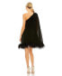 Фото #3 товара Women's One Shoulder Trapeze Dress with Feather Trim