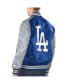 ფოტო #2 პროდუქტის Men's Royal, White Los Angeles Dodgers Varsity Satin Full-Snap Jacket