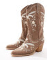 Фото #2 товара Glamorous embroidered western boots in tan