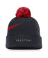 Фото #2 товара Men's Navy Boston Red Sox Swoosh Peak Cuffed Knit Hat with Pom