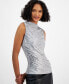 ფოტო #3 პროდუქტის Women's Sleeveless Foil-Print Blouse, Created for Macy's