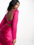 Kanya London tie back long sleeve crop top in magenta pink satin