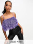ASOS DESIGN Petite faux feather crop cami in purple