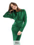 Фото #2 товара Flounce London Tall satin maxi dress with kimono sleeve in emerald green